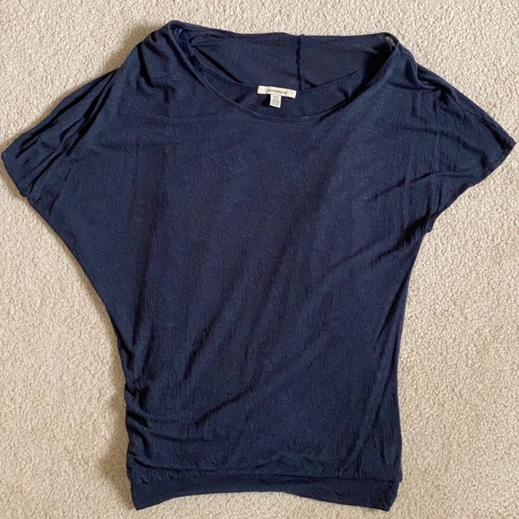 Bordeaux I Anthro I Blue Draped Top with Built-In Tank - Picture 13 of 16